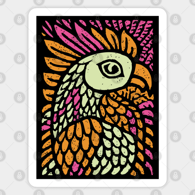 Psychedelic Rooster | Year of the Rooster Zodiac Magnet by TuncGK